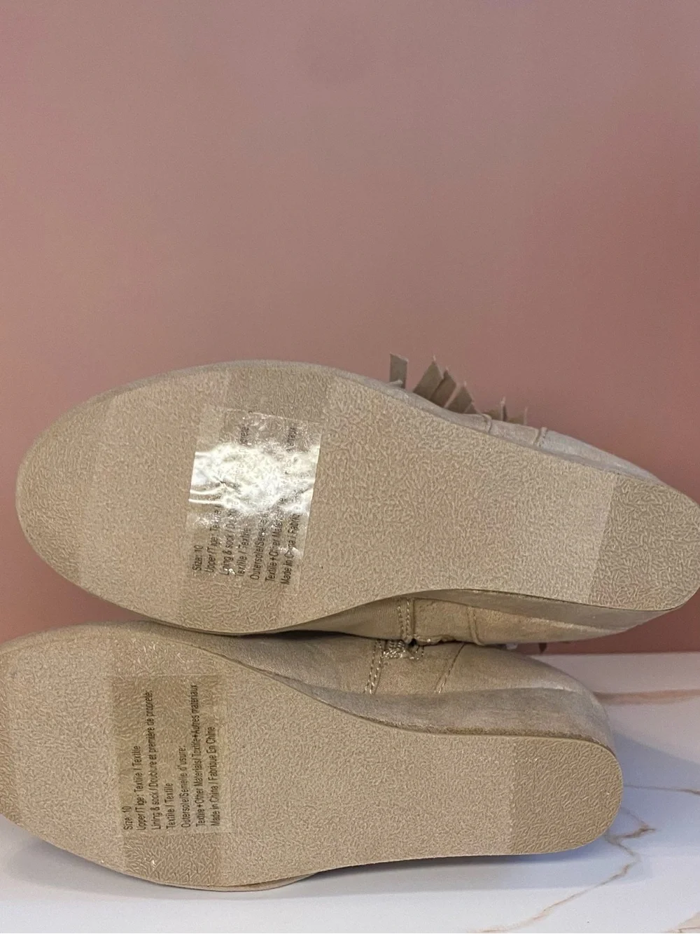 Gymboree Girls Tan Fringe Faux Suede Wedge Boots Size 10
